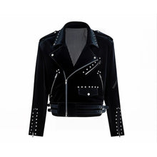 Load image into Gallery viewer, Soft Velvet Biker Jacket
