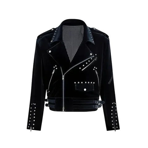 Soft Velvet Biker Jacket
