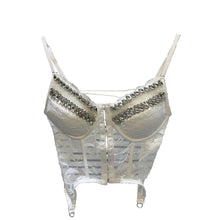 Load image into Gallery viewer, Lace Crystal Crop Top
