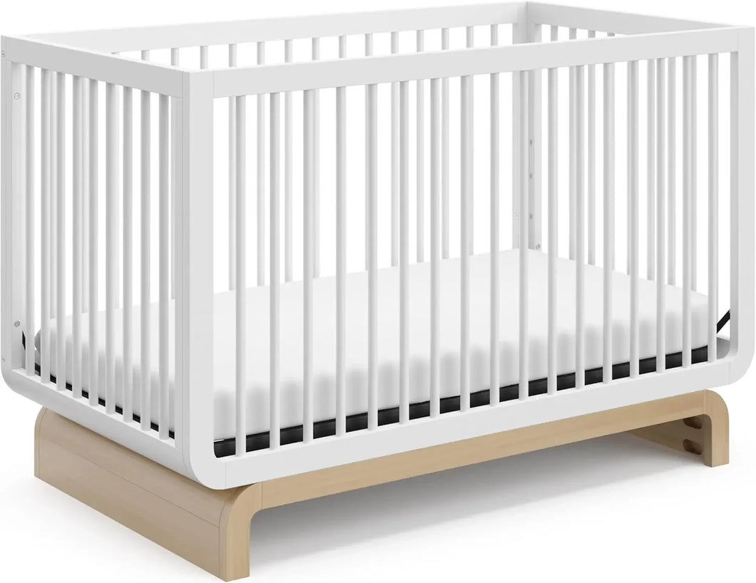 White Luxe 5-in-1 Pedestal Convertible Crib