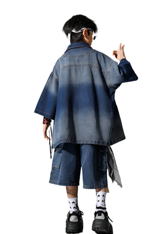 Ombre Denim Short Set-Modern Baby Las Vegas