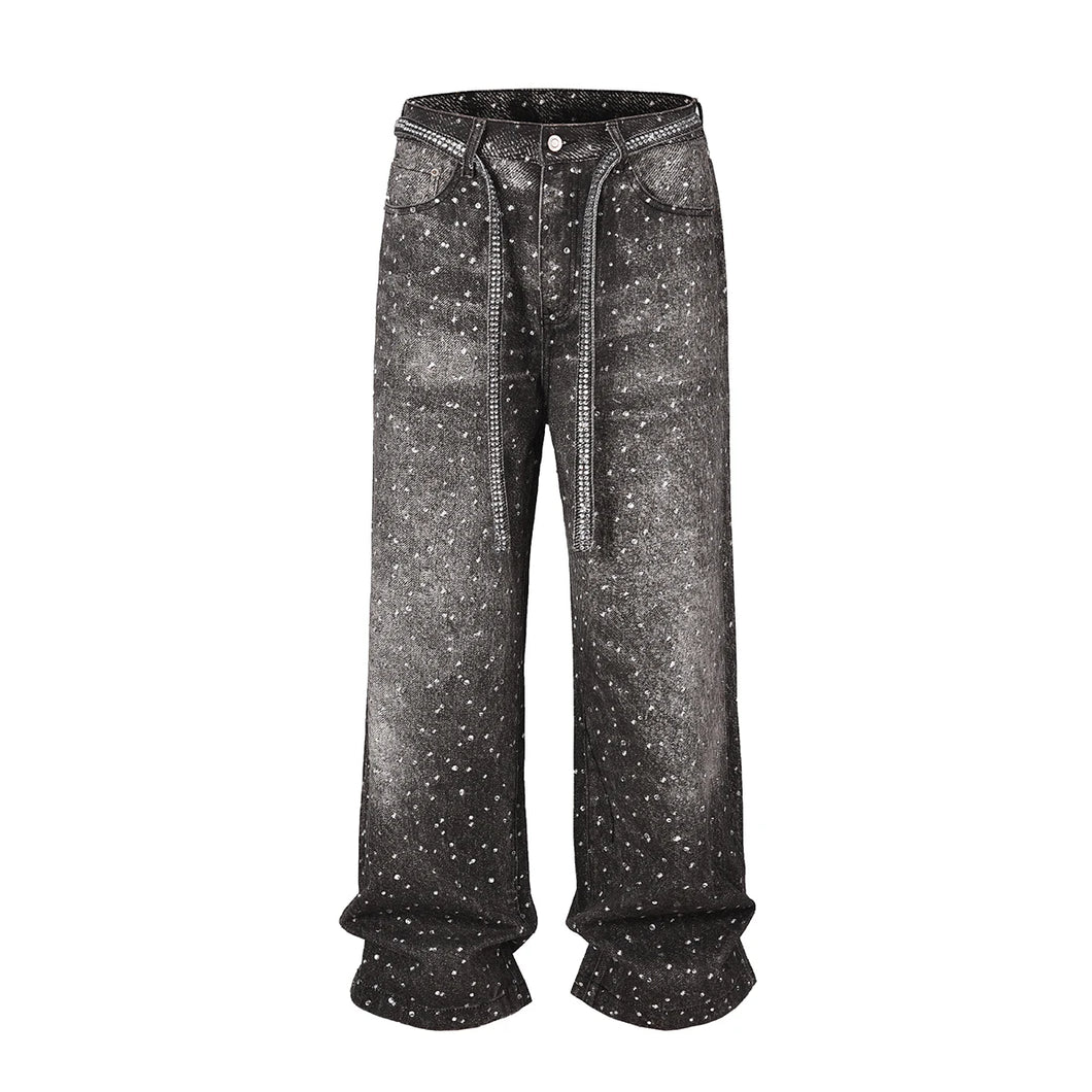 Full Speckled Rhinestone Denim Jeans