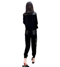 Load image into Gallery viewer, Velvet Patch Leather Pant Set
