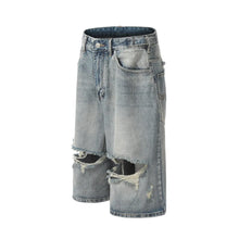 Load image into Gallery viewer, Long Ripped-Knee Denim Shorts
