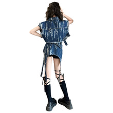 Load image into Gallery viewer, Distressed Denim Skirt Set
