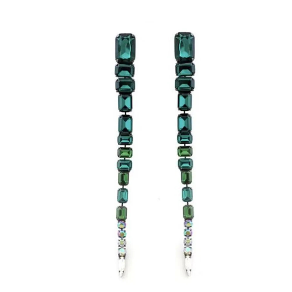 Long Big Crystal Drop Earrings