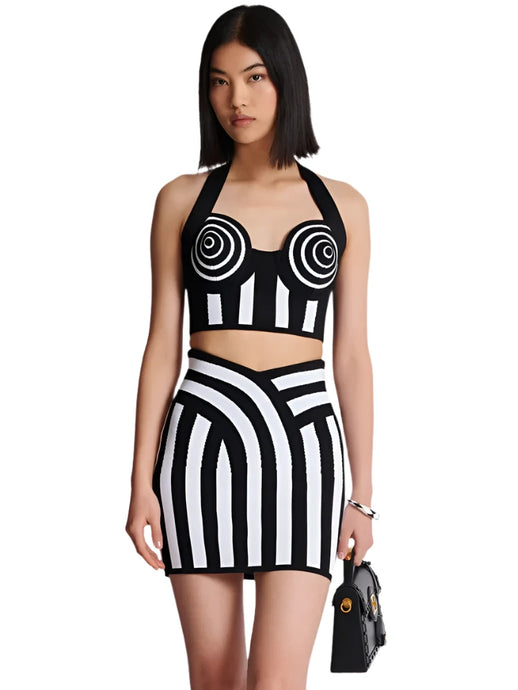 Striped Circle Bralette Skirt Set-Modern Baby Las Vegas