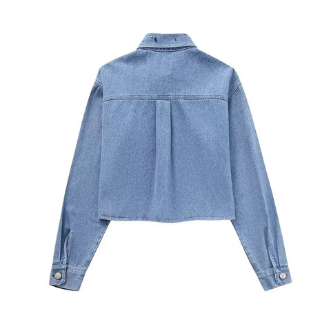 Crystal Crop Denim Top-Modern Baby Las Vegas