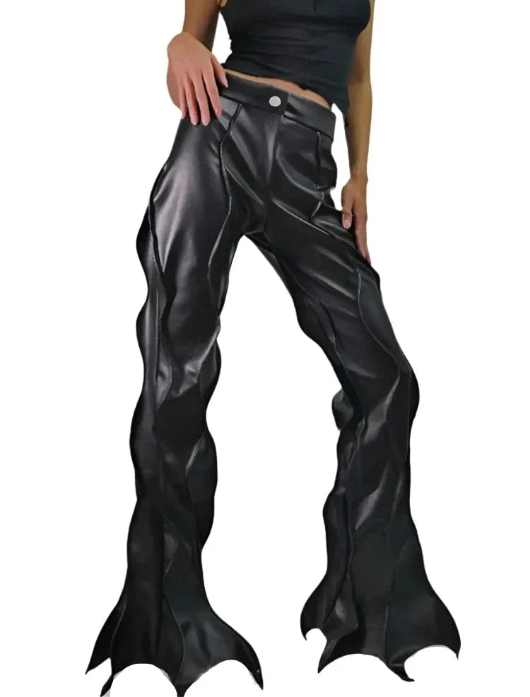 Irregular Leather Punk Pants