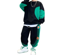 Load image into Gallery viewer, Green Patch Striped Sweatsuit
