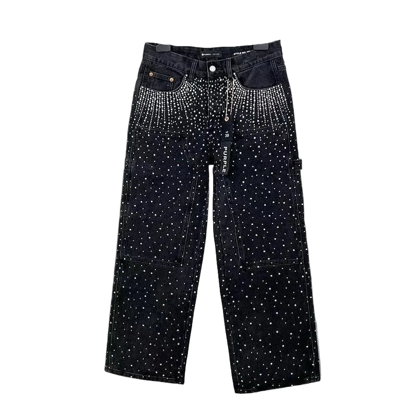 Crystal Starburst Pocket Denim Jeans-Modern Baby Las Vegas