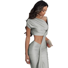 Load image into Gallery viewer, Grey Ruched Irregular Hollow Dress
