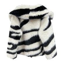 Load image into Gallery viewer, Short Zebra Print Fur Coat
