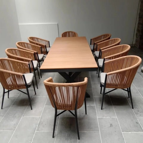 Luxury Outdoor Wood Rattan Table Set-Modern Baby Las Vegas