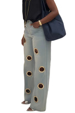 Load image into Gallery viewer, Metal Hole Denim Jeans
