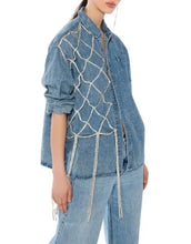 Load image into Gallery viewer, Crystal web Patch Denim Top
