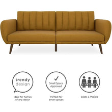 Load image into Gallery viewer, Ribbed Mustard Linen Sleeper Sofa
