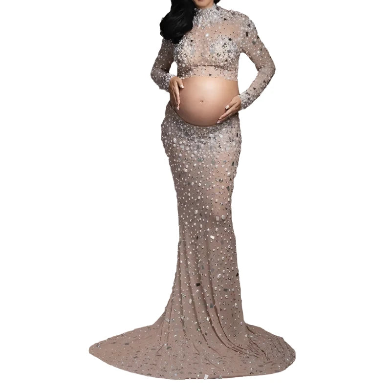 Pearl Beaded Maternity Dress Set