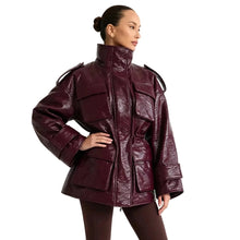 Load image into Gallery viewer, Multi-Pocket Patent Leather Jacket
