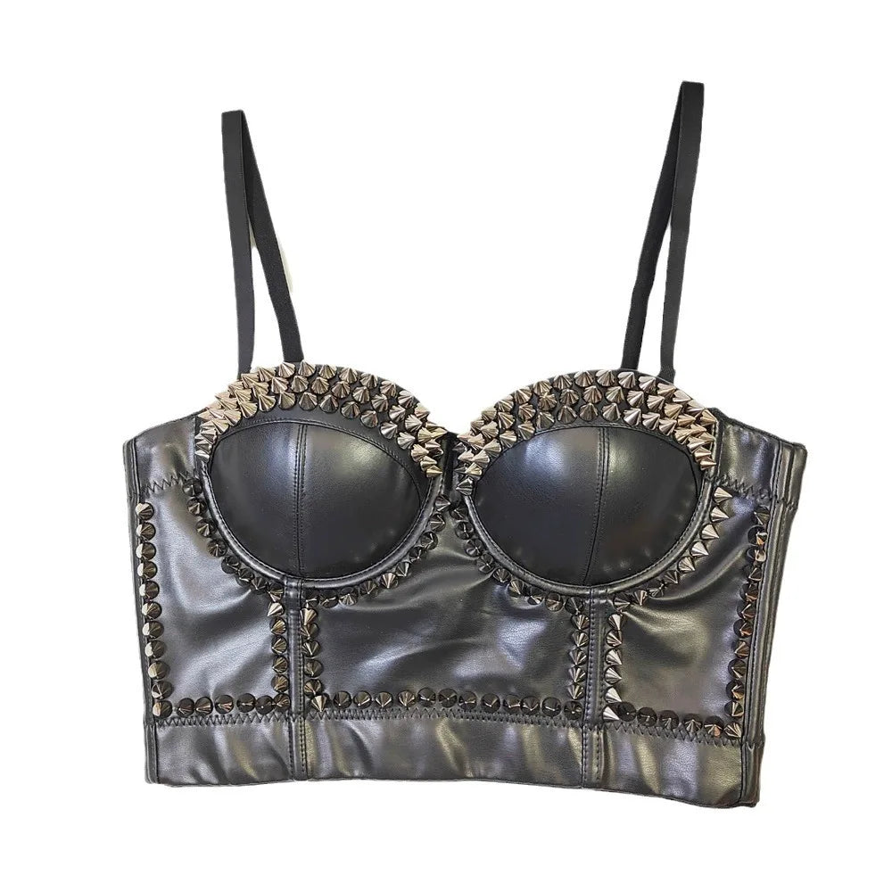 Leather Rivet Bralette Corset