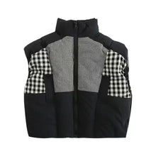 Load image into Gallery viewer, Patch Plaid Puffer Vest
