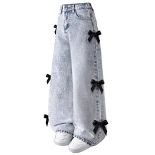 Load image into Gallery viewer, Black Bow Denim Jeans

