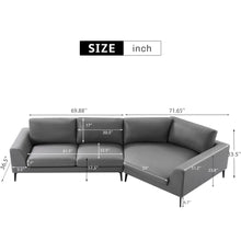 Load image into Gallery viewer, Gray Leather Corner Sectional Sofa
