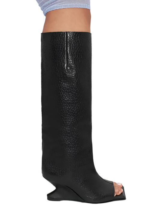 Square-Toe Irregular Heel Boots-Modern Baby Las Vegas