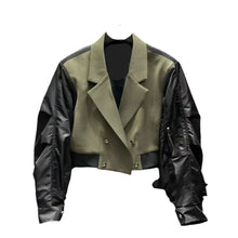 Load image into Gallery viewer, Short Patch Bomber Blazer Jacket
