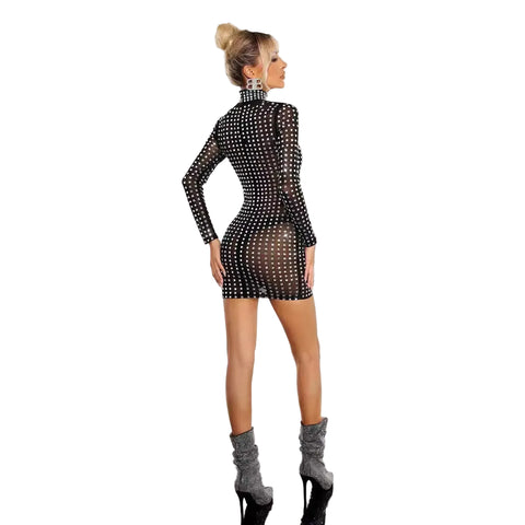 Crystal Mesh Mini Dress