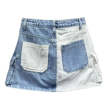 Load image into Gallery viewer, Color Block Pocket Denim Skirt
