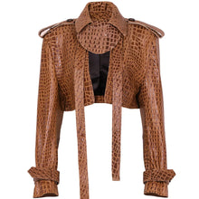 Load image into Gallery viewer, Short Croc Leather Jacket
