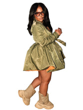 Load image into Gallery viewer, Belted Puffer Mini Dress
