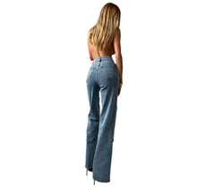 Load image into Gallery viewer, Swirl Crystal Straight-Leg Denim Jeans
