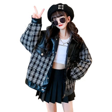 Load image into Gallery viewer, Leather Plaid Patch Jacket
