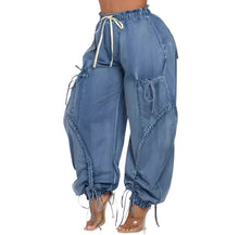 Load image into Gallery viewer, High-Waist Drawstring Jeans
