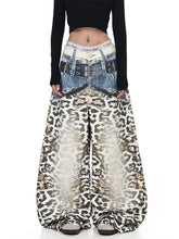 Load image into Gallery viewer, 3D Print Patch Faded Leopard Denim Jeans
