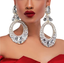 Load image into Gallery viewer, Oval Crystal Exaggerated Earrings
