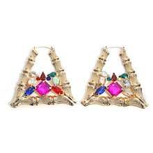 Load image into Gallery viewer, Colored Rhinestone Bamboo Earrings
