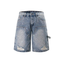 Load image into Gallery viewer, Distressed Crystal Denim Shorts-Modern Baby Las Vegas
