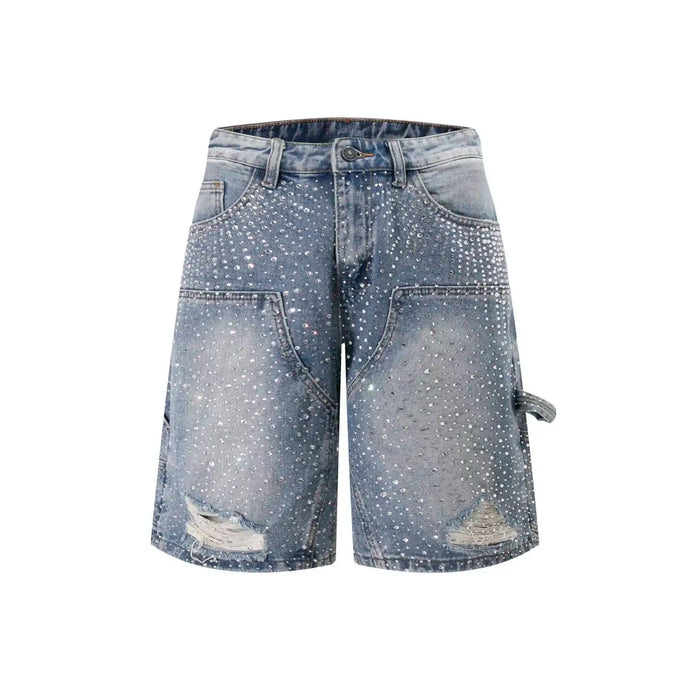 Distressed Crystal Denim Shorts-Modern Baby Las Vegas