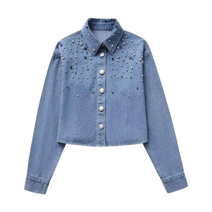 Crystal Crop Denim Top-Modern Baby Las Vegas