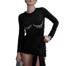 Load image into Gallery viewer, Crystal Bralette Long Sleeve Top
