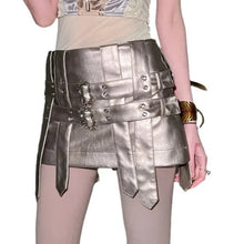 Load image into Gallery viewer, Leather Weave Buckle Strap Skirt
