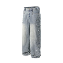 Load image into Gallery viewer, Side Pearl Crystal Denim Jeans
