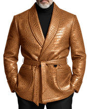 Load image into Gallery viewer, ﻿ Belted Croc Leather Jacket
