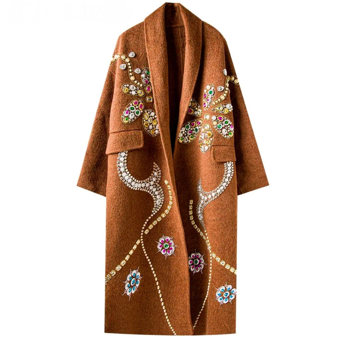 Colored Crystal Wool Trench Coat | Modern Baby Las Vegas