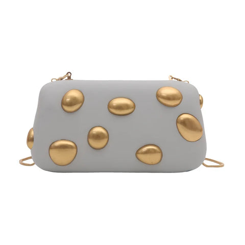 Gold Pebble Beaded Hangbag