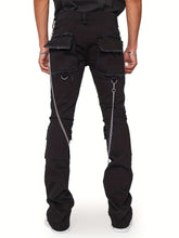 Load image into Gallery viewer, Metal Accent Multi Pocket Denim Cargo Pants
