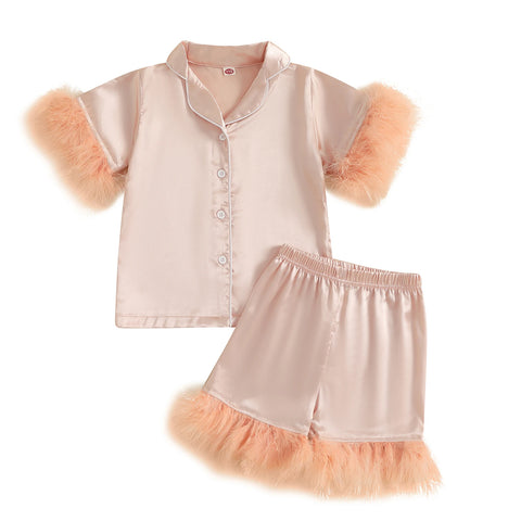 Satin Lined Pajama Shorts Set